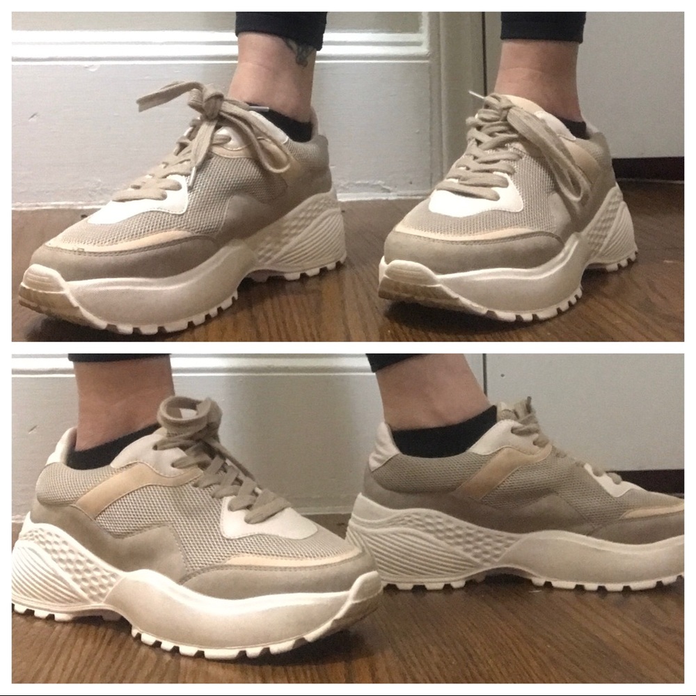 Nude and cream platform sneakers!